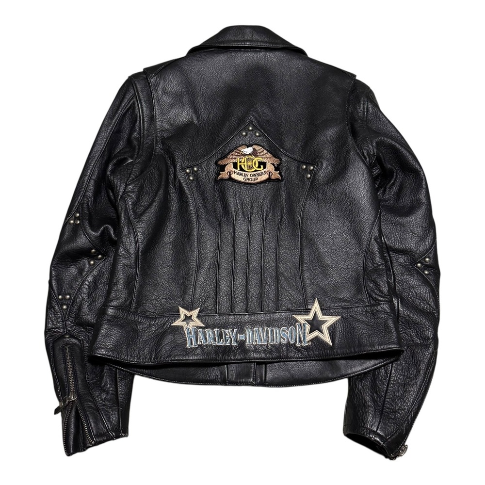 Harley Davidson Owners Group Full Zip Motorcycle Riding Leather Jacket Women's M